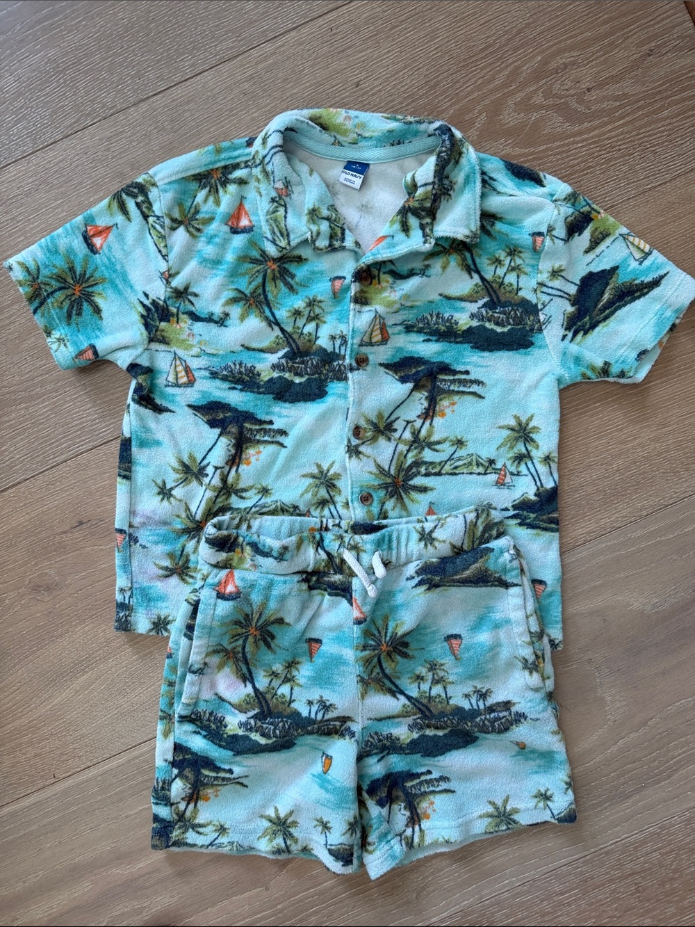 Old Navy kids terry cloth tropical set